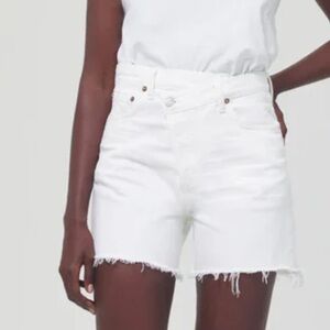 AGOLDE | Criss Cross White Denim Shorts in Element | 27